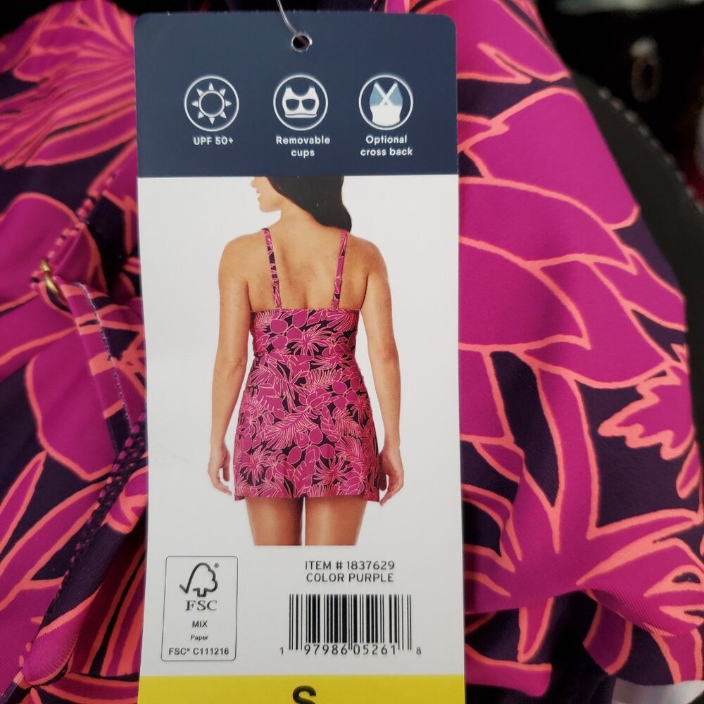 Lands' End Swimsuit One Piece Size S Swimdress UPF 50+ Removable Cups NWT - Picture 7 of 8